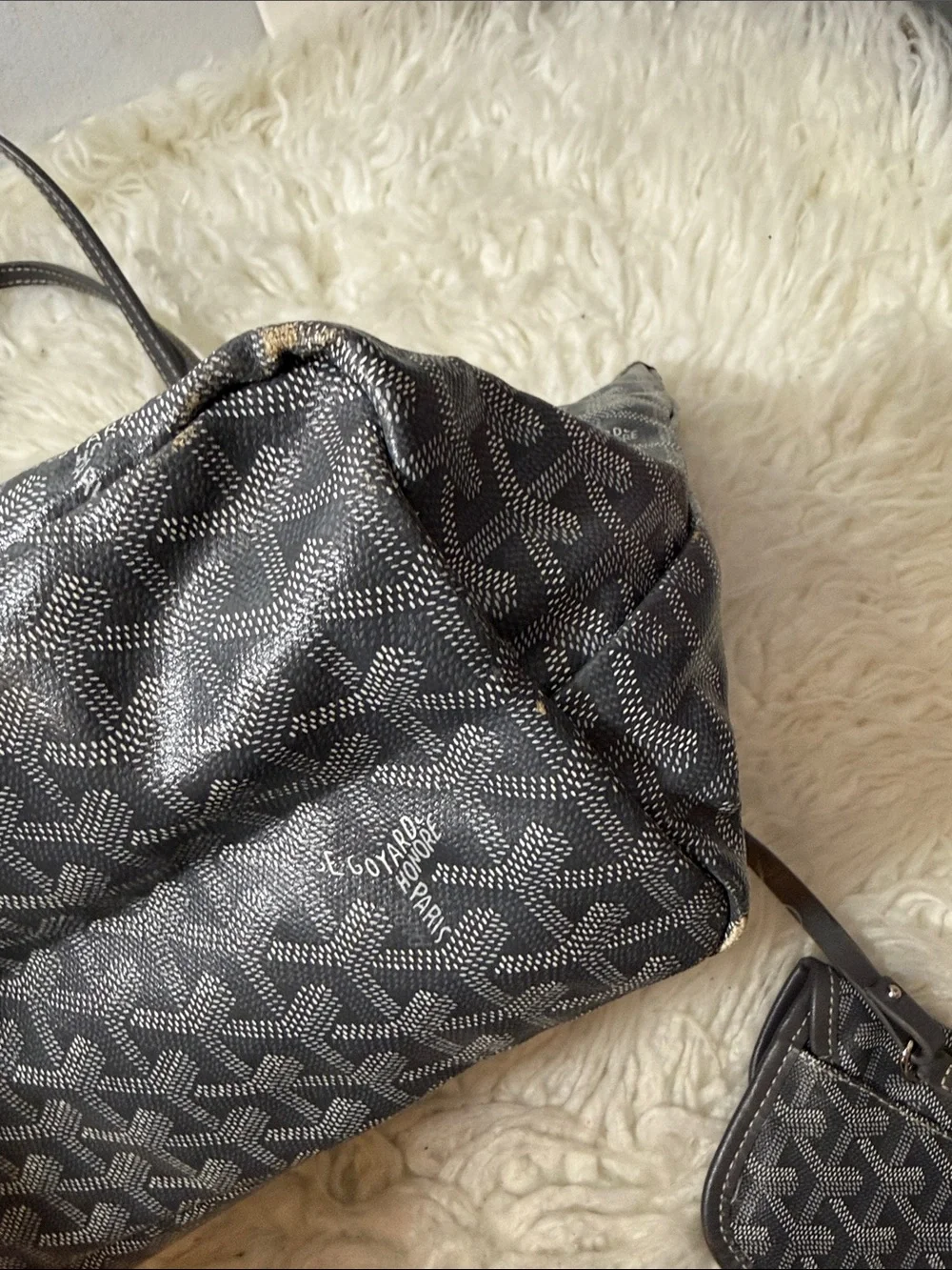 Re Posh Goyard Gray Tote Bag with Removable Pouch large